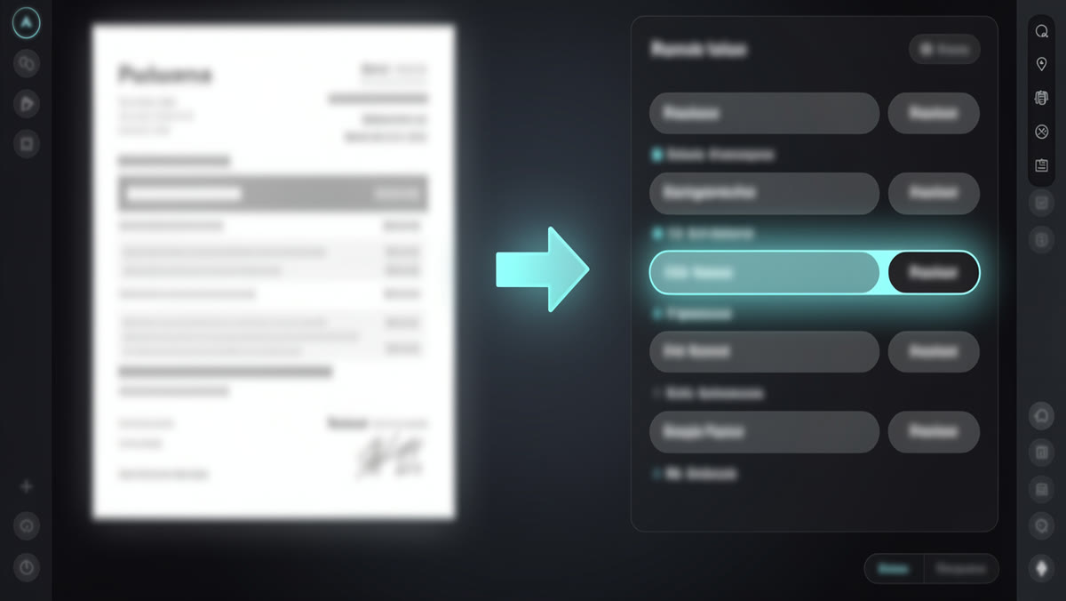 A document turning into structured, checked fields